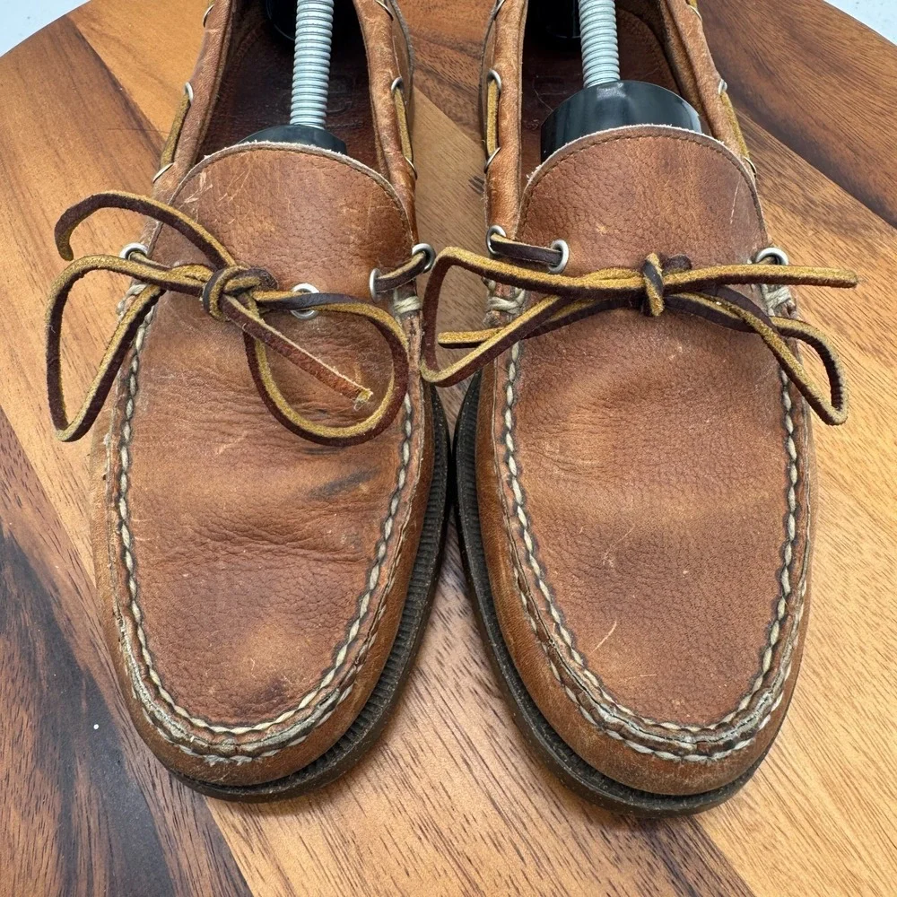 Allen Edmonds Northland Brown Leather Boat Shoes Mens Size 8.5 Handmade